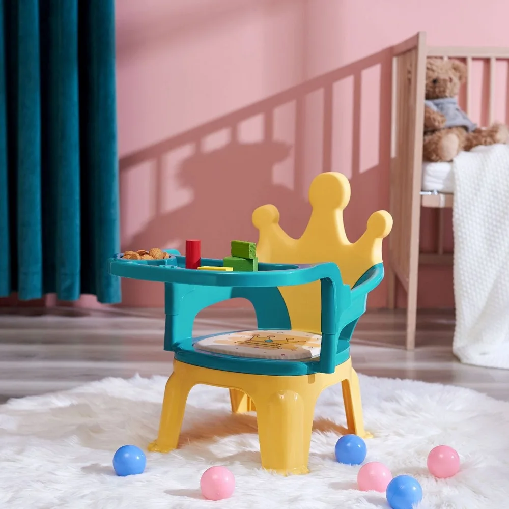 LazyChild Children Chair Baby Dining Chair Kindergarten Stool Backrest Chair Crown Bear Dining Chair 2023 New Dropshipping lazychild cartoon backrest children stool thickened student plastic chair baby kids dining chairs non slip household small bench