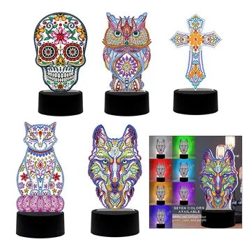 

DIY Special Shaped Diamond Painting LED Night Light Cross Stitch Embroidery Mosaic Kit 7 Color Home Decoration Lamp Gift