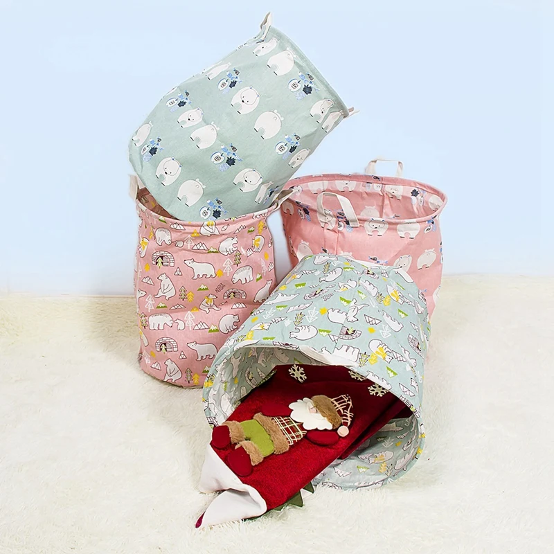 Christmas Bucket Household Storage Laundry Basket Folding Geometry Dirty Clothes Toys Storage Bucket