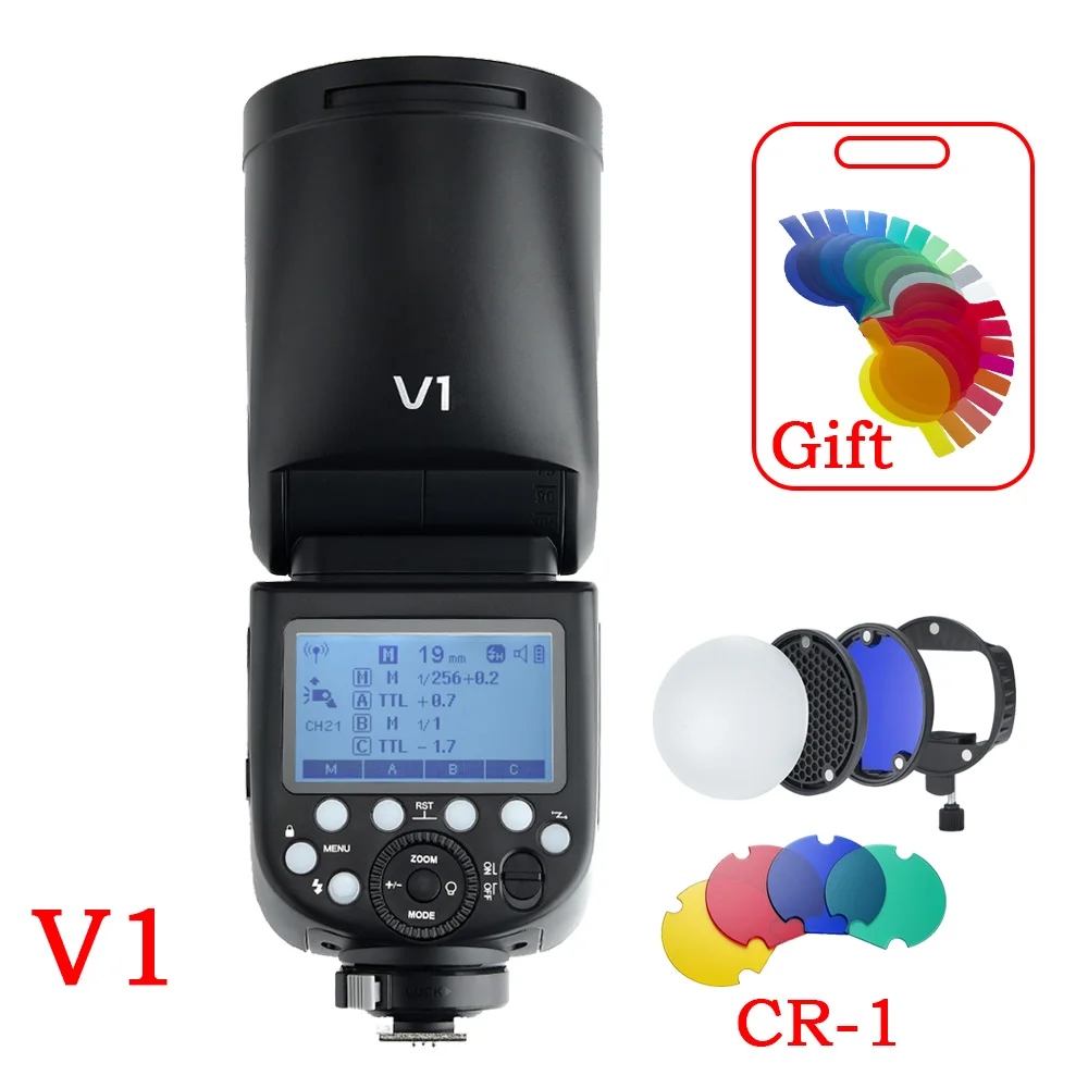 Фотовспышка для камеры Godox V1-C V1-S 2 4G TTL V1-F V1-N XPro-C Trigger Magnet Color Filter Canon Sony Fujifilm |