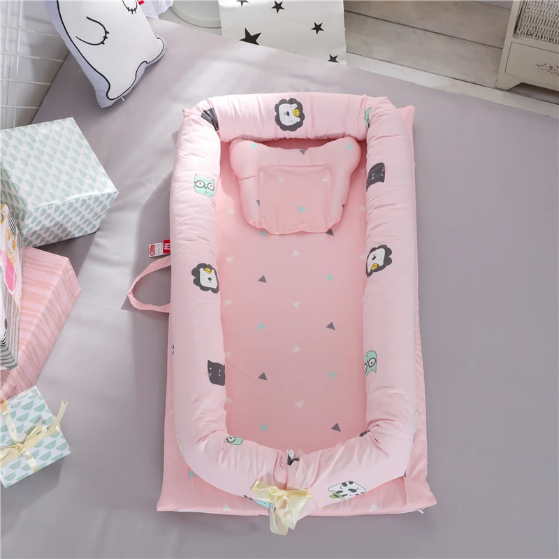 Портативная детская кроватка для кровати, лежак для новорожденной кроватки, дышащее и спящее гнездо с подушкой, Новинка