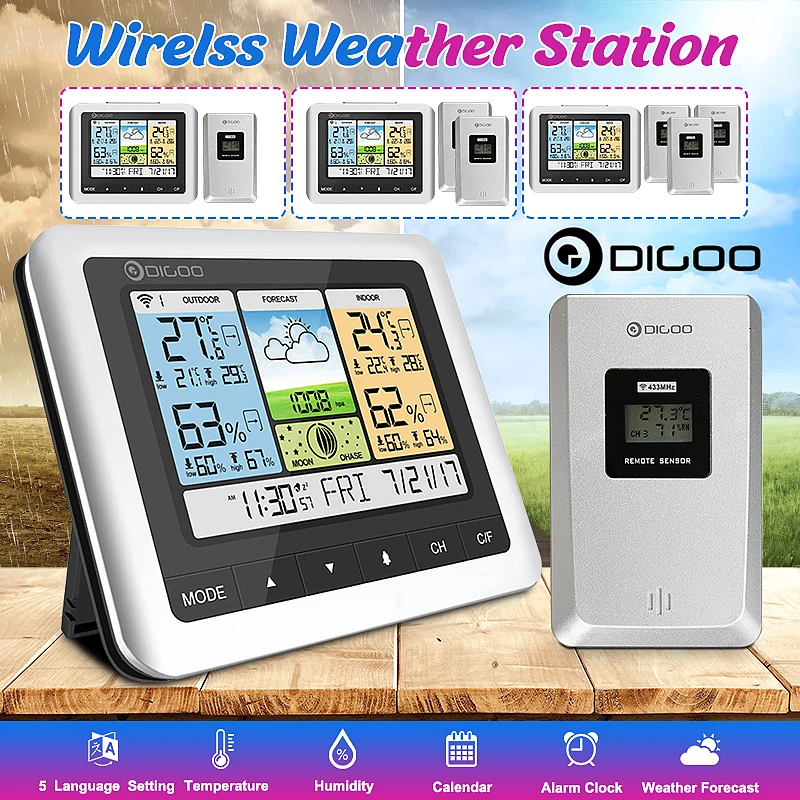 Digoo DG TH8888 беспроводная домашняя метеостанция цифровой термометр датчик