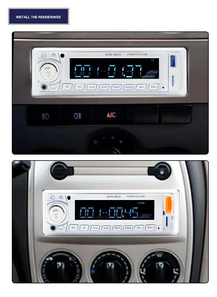 SWM-8600 Автомобильный MP3-плеер Подключаемая карта Bluetooth стерео аудио mp3-плеер цифровой усилитель fm-радио USB 3,5 мм AUX аудио адаптер