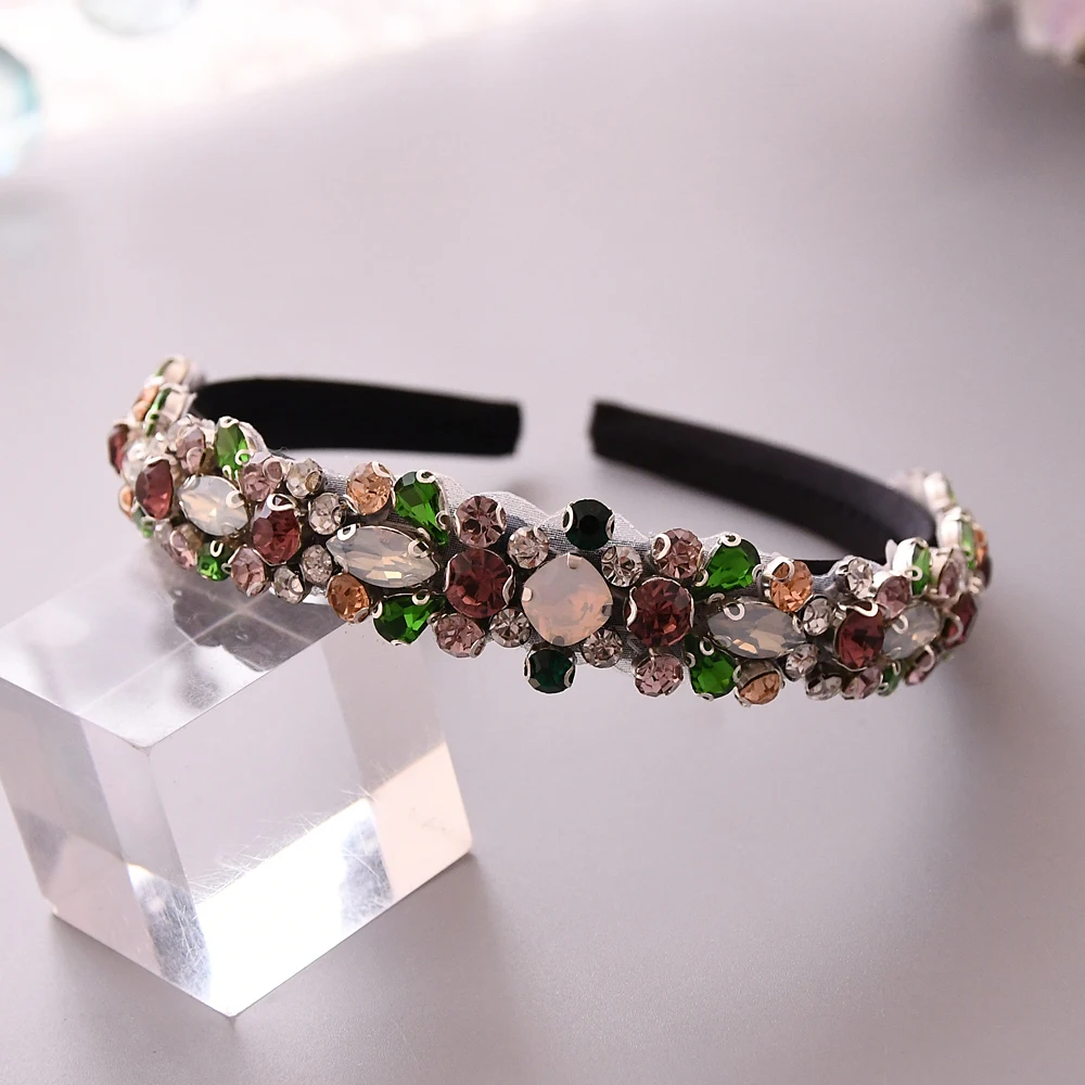 TRiXY FG02 Colorful Gem Baroque Headbands For Opal Wedding Hair Accessories Crystal Headband for Girls Crown Hairband Head Hoop | Свадьбы и