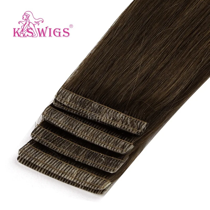  K.S WIGS Remy Invisible Skin Weft Hair Straight Love Line Tape In Human Hair With Extension Kits 16