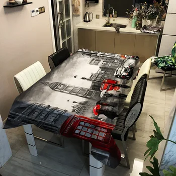

Polyester Printed Tablecloth Street View Rectangular Table Cover Personalized Coffee Table Cloth For Domestic Use Beach Mat
