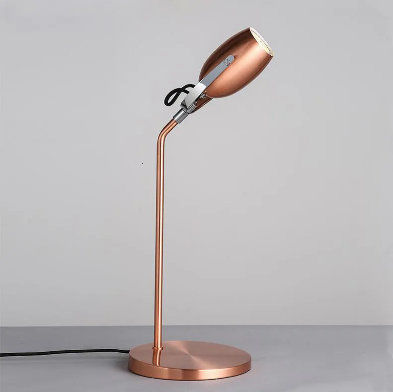 27 Good Quality Factory Wrought Iron Table Lamp E Led Bulb Adjustable Rose Gold Housing Shade Desk Lighting Deco Chambre Fille