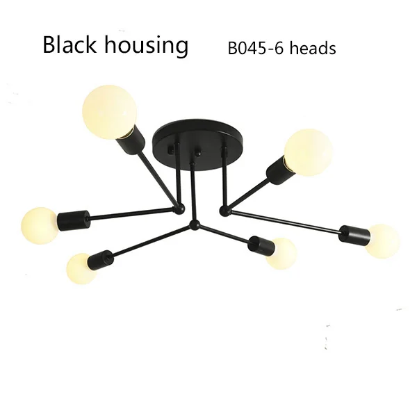 Стабильное качество, светодиодный потолочный светильник с 4 головками/6 головками/8 головками, потолочное освещение, подвесные светильники для гостиной - Цвет корпуса: B045-6heads-black