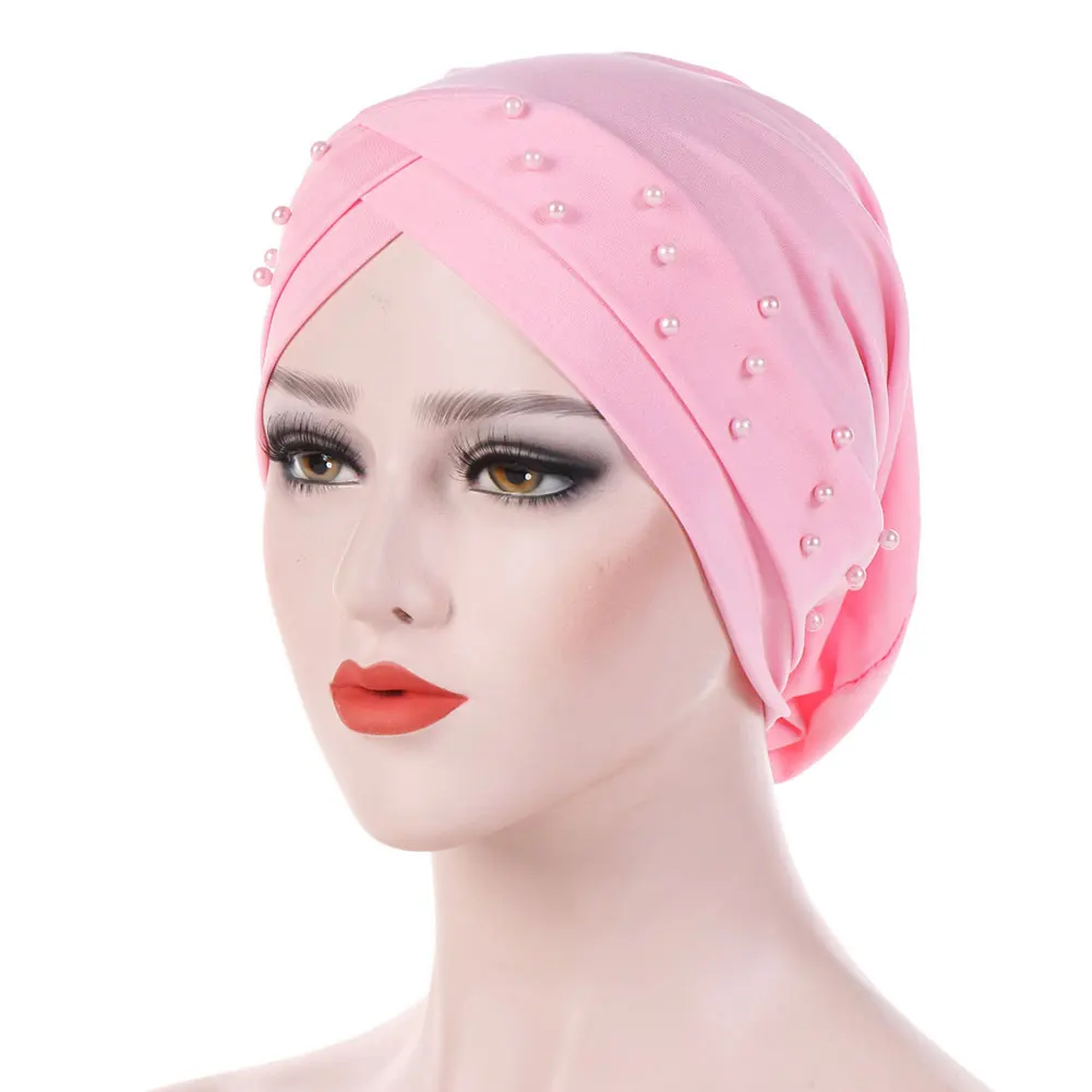 Женские мусульманские шляпы западный стиль шарик шапочка для химиотерапии для рака головы обертывание мода стрейч Твердые бини случайные лоб крест