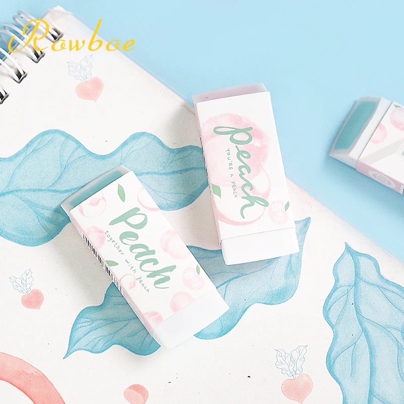 

ROWBOE cute stationery music peach eraser children's skin without debris stationery simple art kawaii supplies