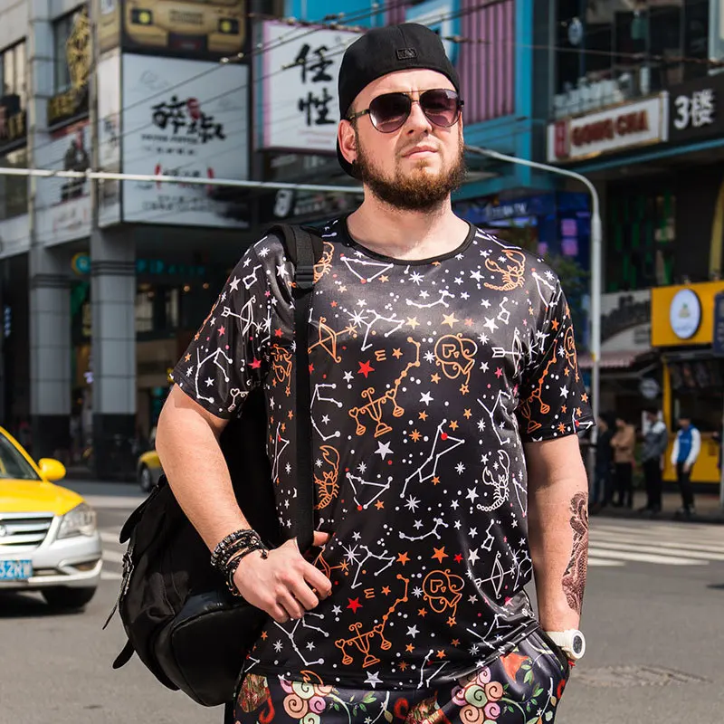 

Summer new T-shirt sweat-absorbing quick-drying printing loose plus fat size short-sleeved men's clothing wholesale