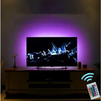 

TV Lighting for HDTV | 5050rgb lamp set S type RGB TV Backlight with 24key Remote | USB Lights Strip Kit