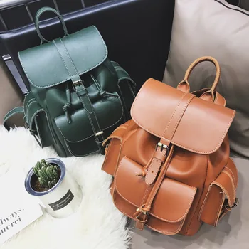 

2020 spring new motorcycle bag PU leather multicolor soft face ladies bag Korean trend backpack bookbag women travel backpack