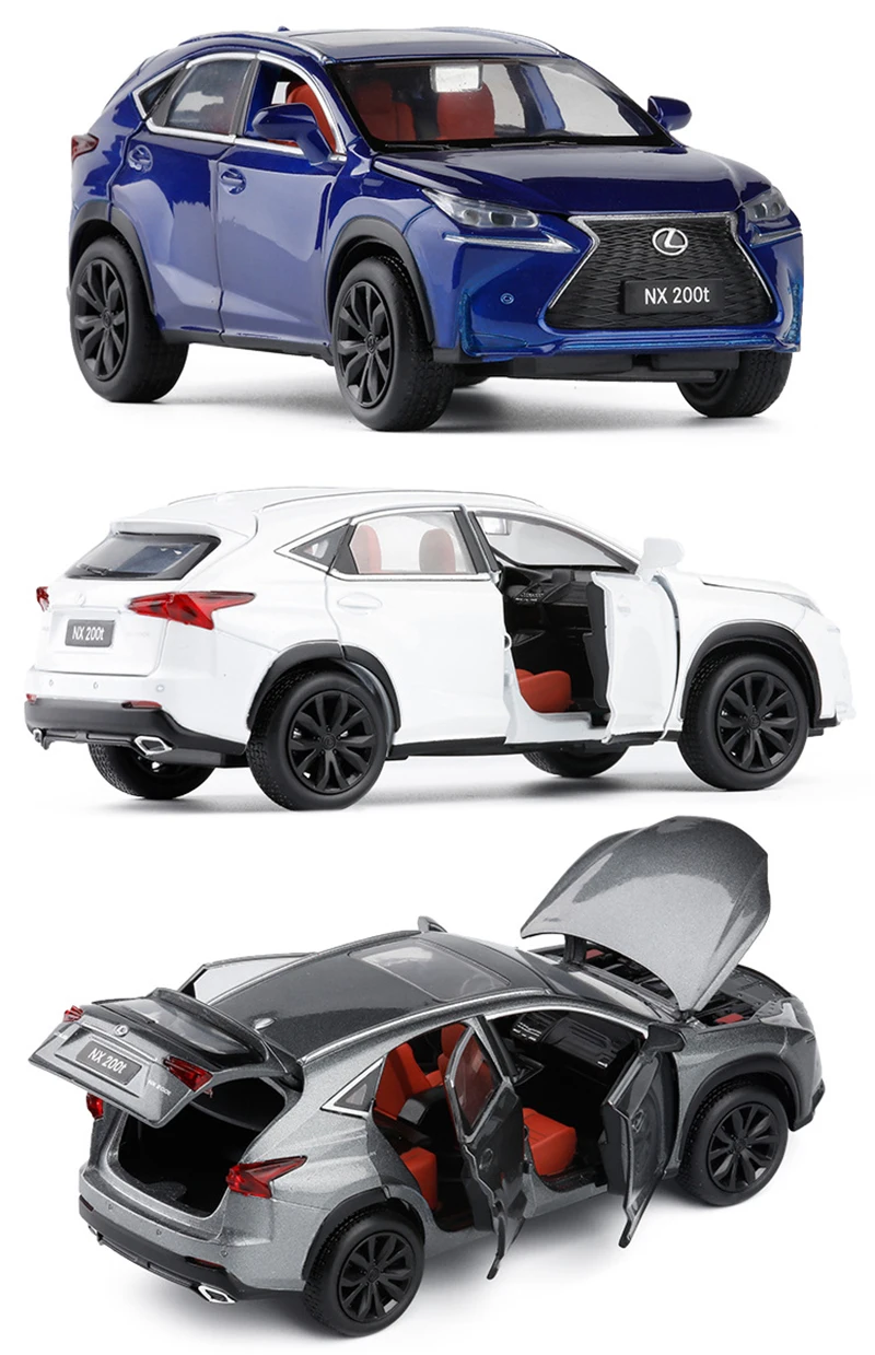 1:32 Lexus Nx200t Литые и игрушечные машинки, модель автомобиля из сплава, подвесной звуковой светильник, украшение автомобиля, 6 дверей, автомобильные игрушки для детей и мальчиков