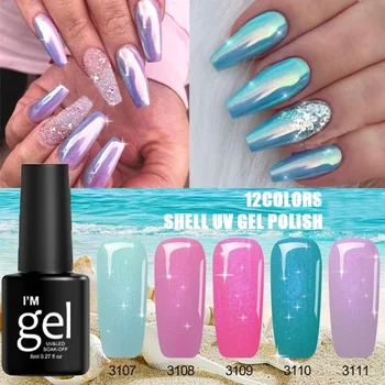 

12 Colors Nail Shell Gel Polish Pearl UV Gel Nail Polish Hybrid Varnish Mermaid Lacquer Lucky Semi Permanen GelLak Stamp Enamel