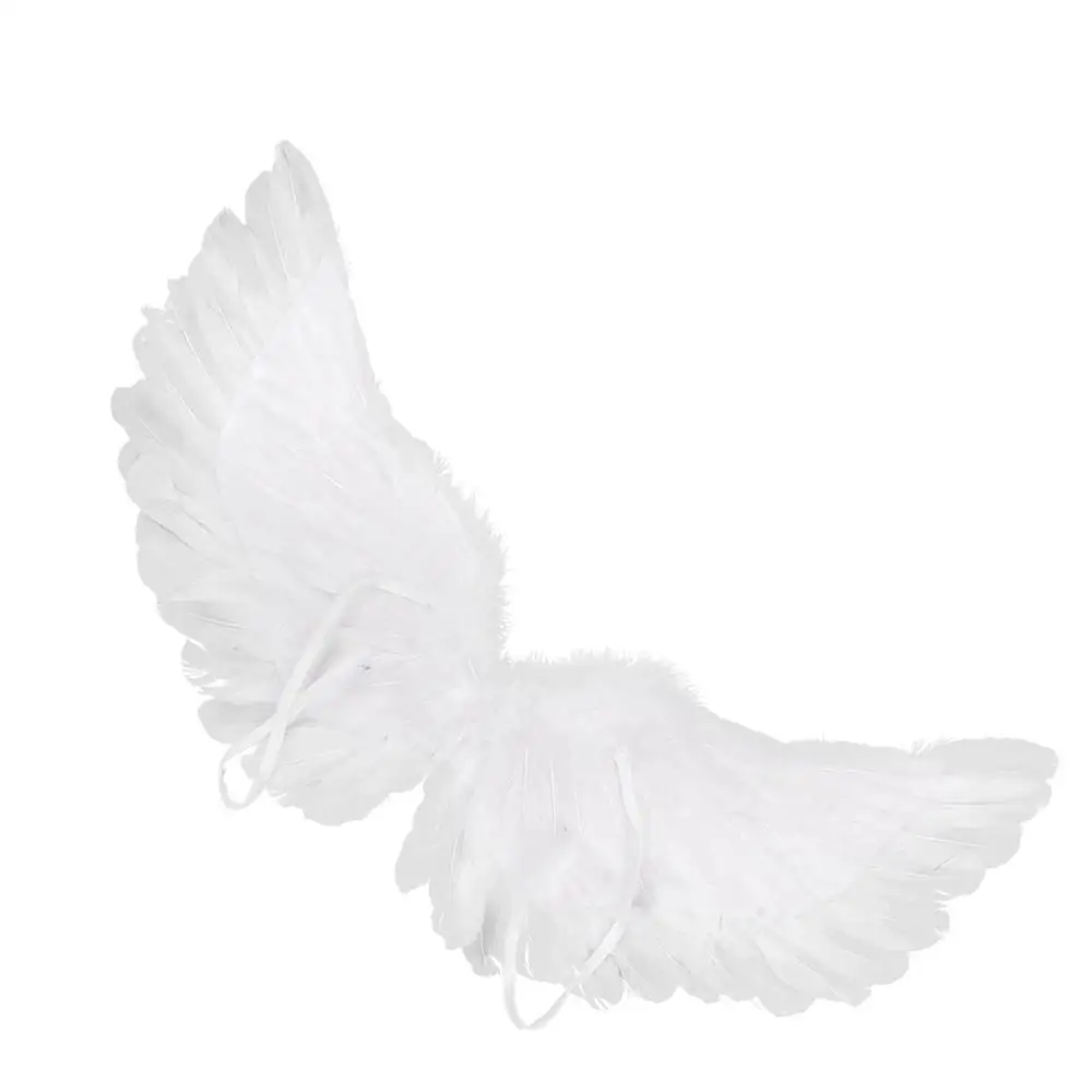 Fashion White Feather Angel Wings for Kids Girls Dance Party Cosplay Costume Stage Show Masquerade Carnival Holiday Fancy Dress