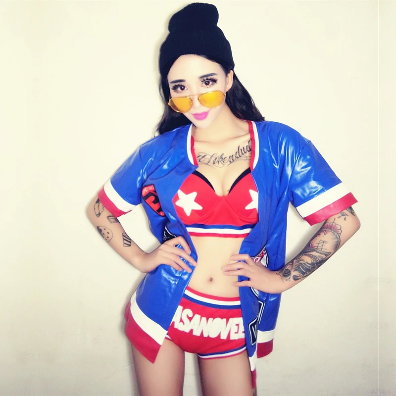 New Dj Female Singer Jazz Dance Clothing Nightclub Bar Sexy Hip Hop Street Dance Costume Loose Leat