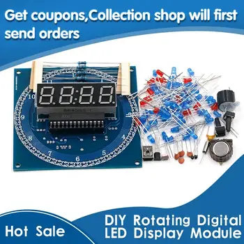 

Free Shipping DS1302 Rotating LED Display Alarm Electronic Clock Module DIY KIT LED Temperature Display for arduino