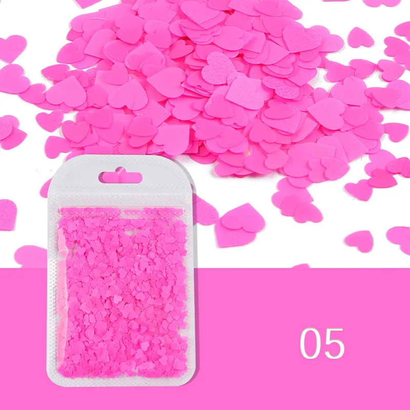 Sweet Love Heart Holographic Nail Glitter 3D Sequin Flakes Shimmering Manicure Decorations