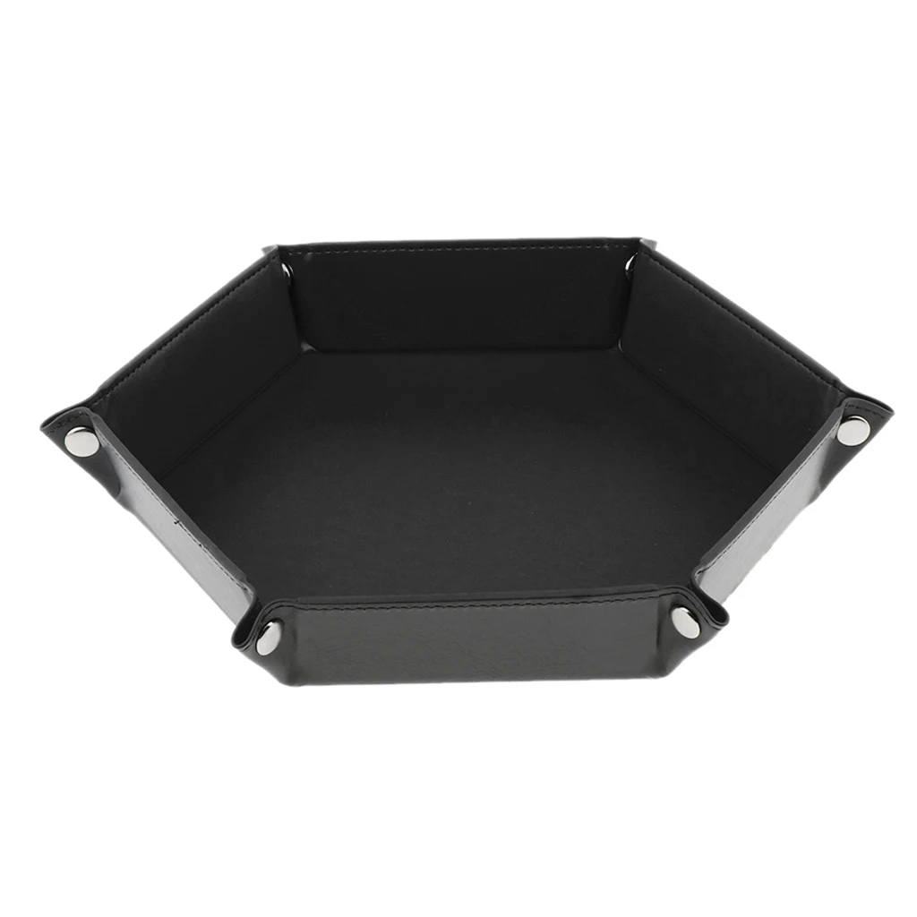 Dice Holder PU Leather Folding Hexagon Tray for RPG, DND and Other Table Games