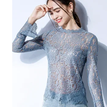 

Women's Turtleneck Lace Solid Color Long Sleeve Bottoming Shirt red