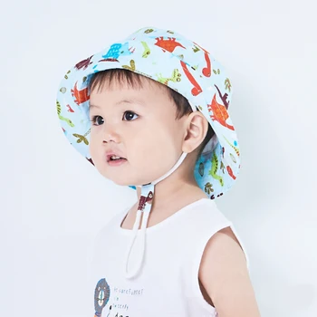 

Baby Outdoor Toddler Swim Beach Pool Cap Sun Hat Adjustable Chin Strap Kids UPF Wide Brim Summer Play Bucket Hat