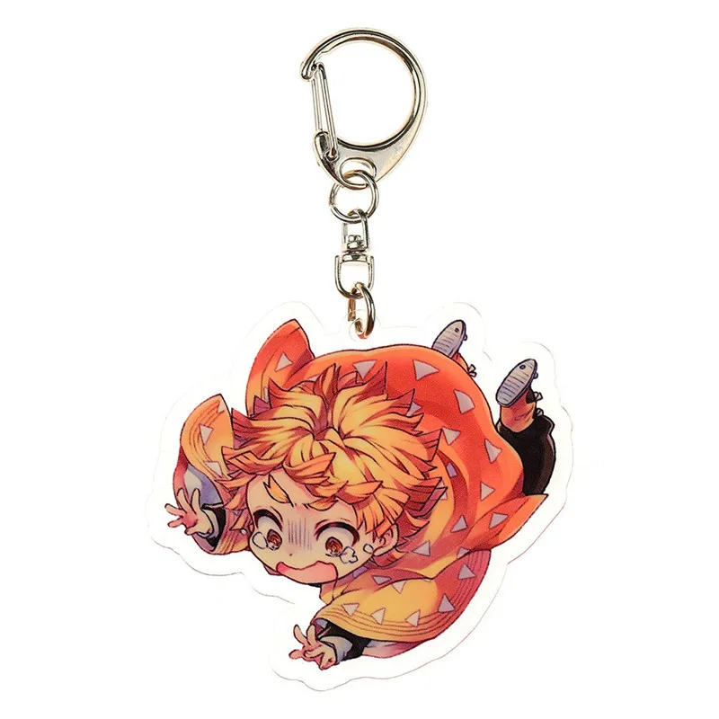Аниме-брелок для ключей с изображением демона-убийцы Kimetsu No Yaiba Chibi, мультяшный акриловый кулон, амулеты, аксессуары, подарок для фанатов, брелки - Цвет: H