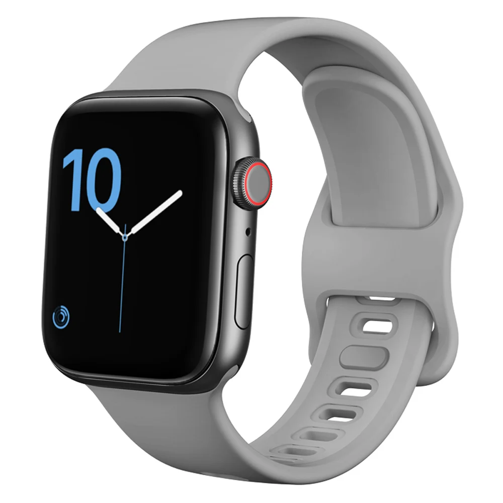 Резиновый спортивный ремешок для Apple watch 38 мм 40 мм 42 мм 44 мм силиконовый браслет на запястье для iwatch серии 5 4 3 2 1 ремешок для часов - Цвет ремешка: Light grey