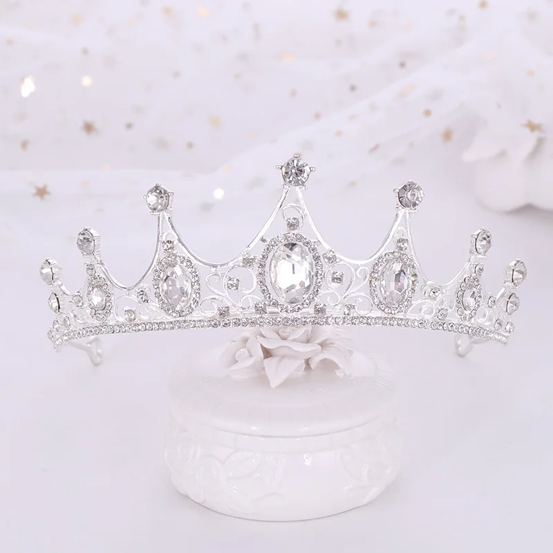 Модная розовая Золотая Серебряная корона принцессы со стразами свадебная диадема вечерние украшения для волос Свадебные аксессуары для волос