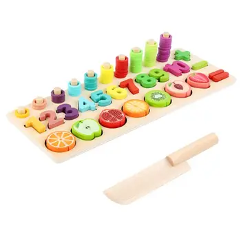 

Classic Wooden Fruit Cutting Numbers Matching Digital Shape Color Match Early Education Montessori Toys X5XE