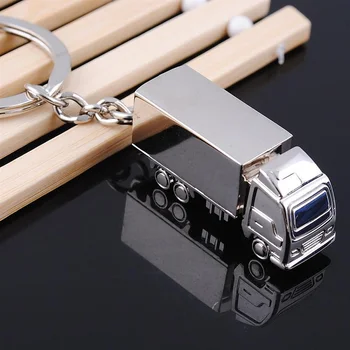 

100pcs Cool Creative Container Truck Metal Keychain Key Chain Ring Silver Promotion Gift Wedding Party Favor WB1358