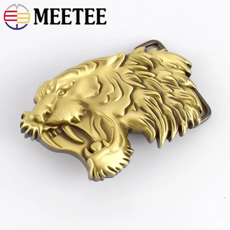 Meetee голова тигра цельная латунная металлическая пряжка для ремня мужской и