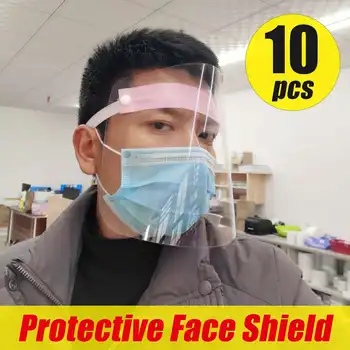 

10Pcs Face Protective Mask Transparent Full Face Mask Shield Cover High Protection Clear Anti Smog Eye Protection Mask Tools