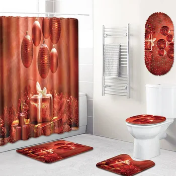 

Shower Curtain Bathroom PVC Mat Five-Piece Bathroom Toilet Carpet Shower Room Mat
