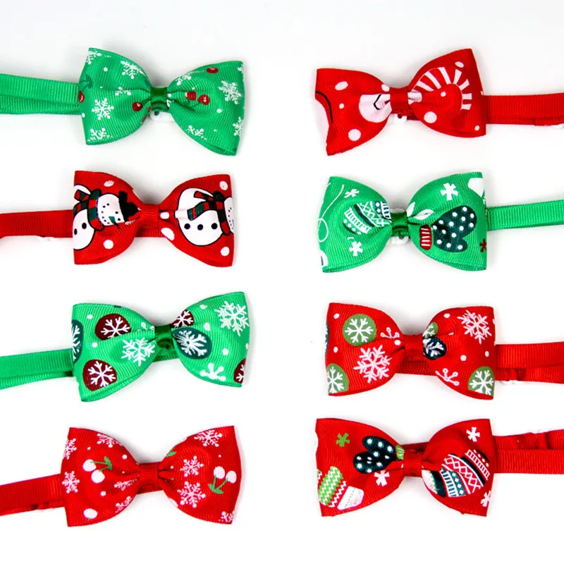 8 шт., рождественские аксессуары для собак, регулируемый галстук-бабочка для домашних животных, вечерние товары для ухода за домашними животными - Цвет: Многоцветный