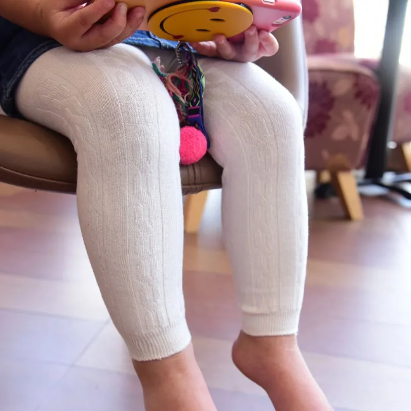 Новые осенне-зимние детские леггинсы для девочек Однотонные серые, фиолетовые, белые штаны из чесаного хлопка для малышей