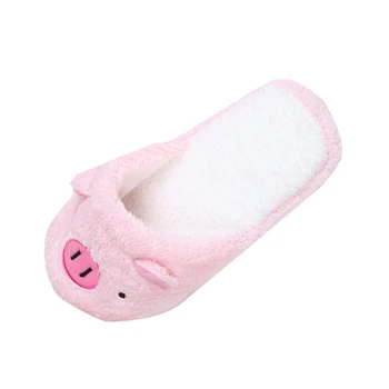 

New Lovely Women Flip Flop Cute Pig Shape Home Floor Soft Stripe Slippers Female Shoes Girls Winter Spring Warm Shoes