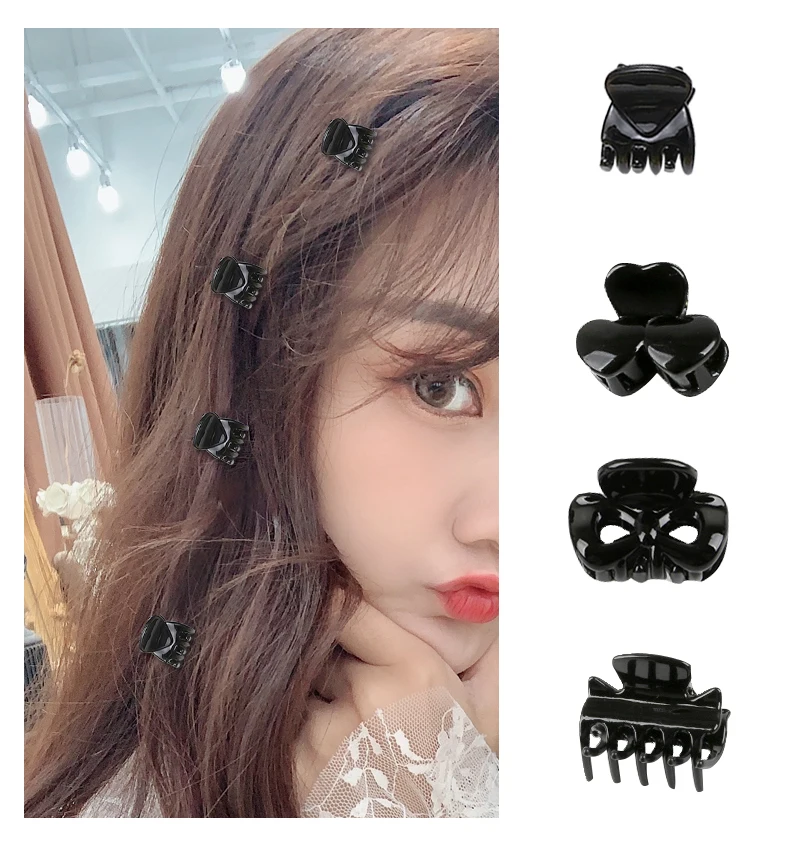 Plastic Mini Hair Clip Claw Cute Hair Clips Plastic Black Hairpin