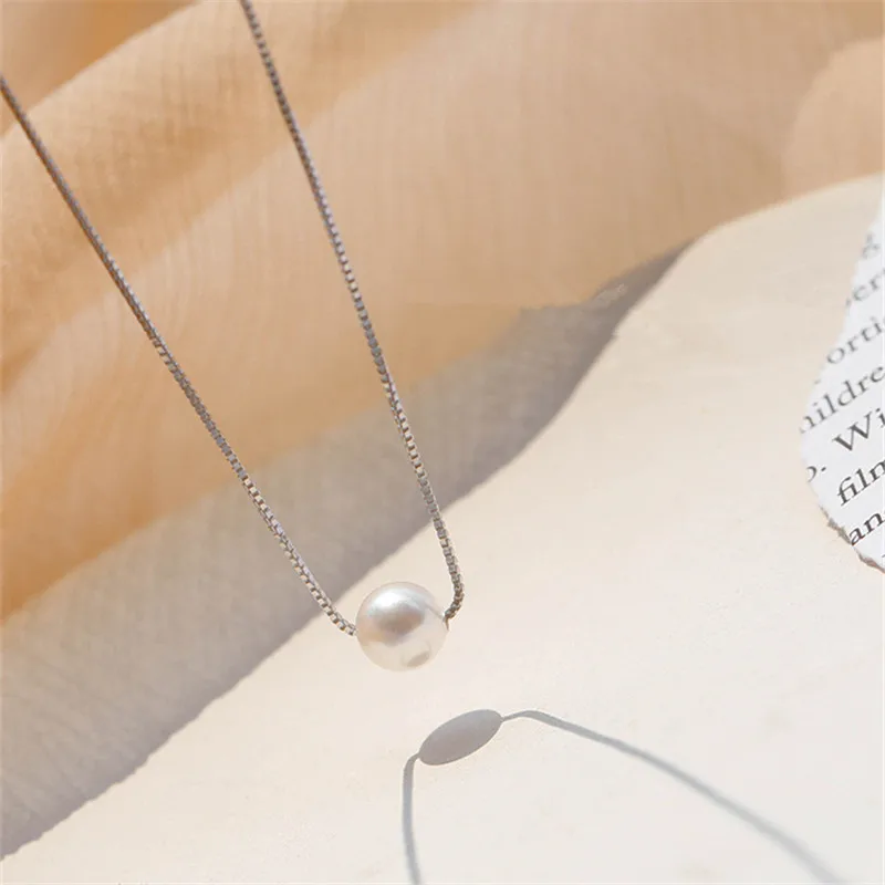 HI MAN 925 Sterling Silver Korean INS Pearl Pendant Necklace Women Elegant Anniversary Gift Jewelry