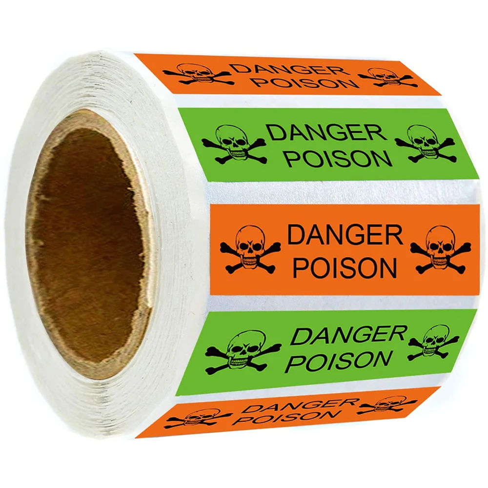 

Наклейки с ядом 1, 5x0, 5 дюймов, 500 наклеек на рулон