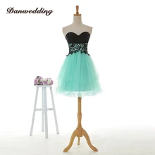 Элегантное короткое/мини Тюлевое платье для выпускного вечера кружевное платье с аппликацией и вырезом сердечком вечерние платья настоящая фотография