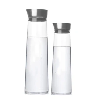 

2-Piece Set of Stainless Steel Lid Glass Juice Jug Cold Water Bottle Borosilicate Heat-Resistant Cold Water Bottle