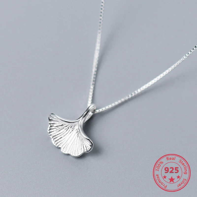 

S925 Sterling Silver Women's NecklaceFemale Sen SeriesNew Artistic Design Ginkgo Leaf Pendant Sweet Cute Exquisite Chain Jewelry