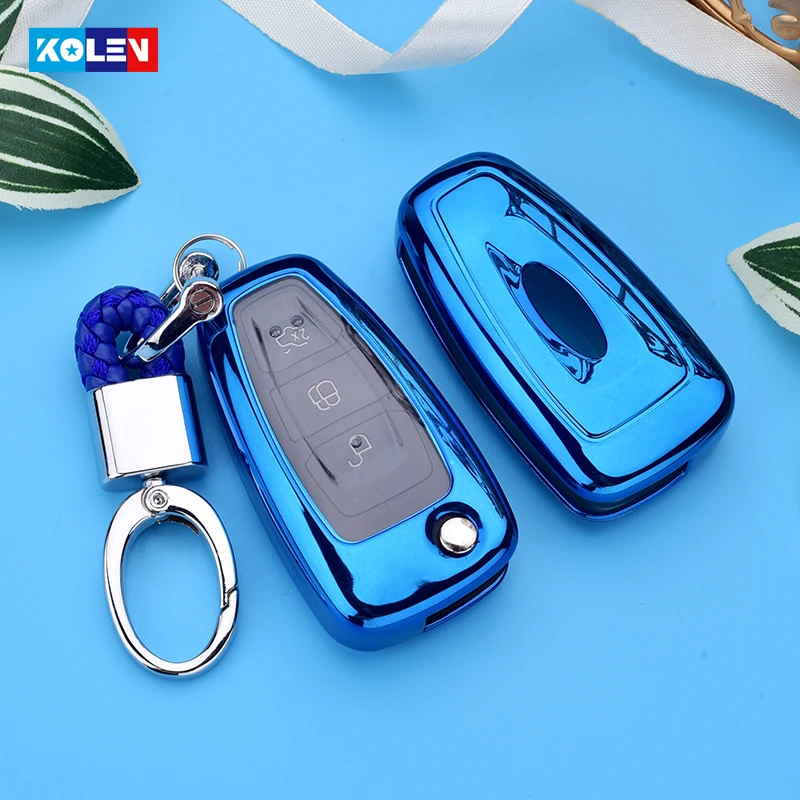 For Chevrolet Blue TPU Car Smart Key Case Soft Shell Protector Cover Accessories