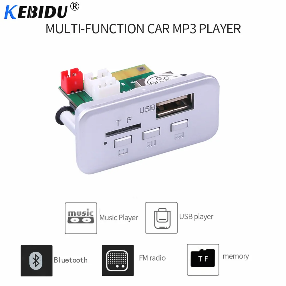 

kebidu MP3 Bluetooth Decoder Board Wireless 12V Car Audio Module Mini DC WMA USB FM TF Radio For Car MP3 Accessories