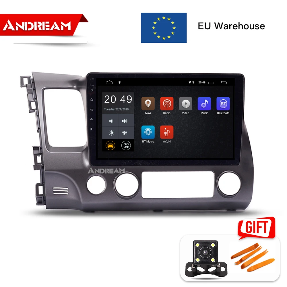 Sale 10.1 Inch Android 8.1 2G+16G Car GPS Navigation Head Unit Multimedia for Honda Civic 2004-2011 Stereo Bluetooth Radio 0