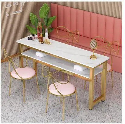 US $309.60 Manicure table simple modern single double triple nail table and chair set simple table doublelayer economy