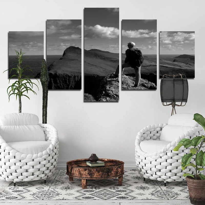 

Poster Decoration Painting For The Elderly Climbing Mountain 5pcs Decoration Canvas Painting Can Be Customized Frameless Style
