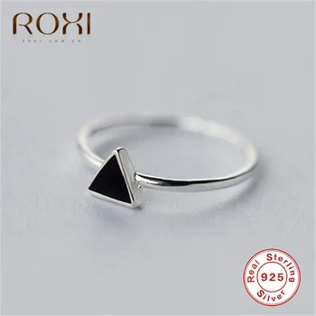 

ROXI 925 Sterling Silver Geometric Adjustable Rings for Women Wave Letter V Triangle Round Open Ring Wedding Jewelry Finger Ring