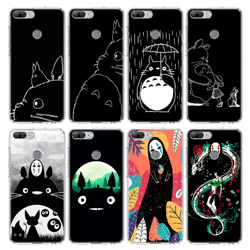 Studio Ghibli Totoro Black Dark Phone Case For Huawei Honor 10 Lite 9 20 8S 8X 8A Pro 9X Y5 Y6 Y7 Y9S P Smart Z 2019 7A 7X Soft | Мобильные